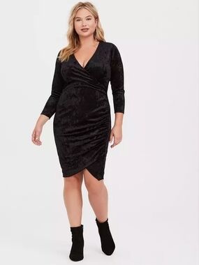 torrid Black Velvet Wrap Dress